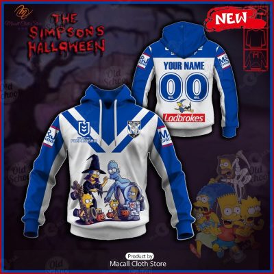 NEW Personalise NRL Canterbury Bulldogs x The Simpsons 2023 Halloween Jersey Hoodie 3D -soulcals