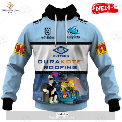 NEW Personalise NRL Cronulla-Sutherland Sharks x The Simpsons 2023 Halloween Jersey Hoodie 3D -soulcals