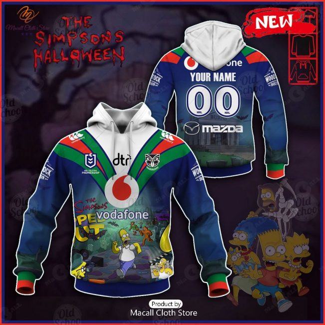 NEW Personalise NRL New Zealand Warriors x The Simpsons 2023 Halloween Jersey Hoodie 3D -soulcals