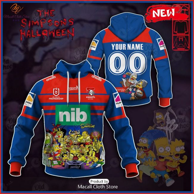 NEW Personalise NRL Newcastle Knights x The Simpsons 2023 Halloween Jersey Hoodie 3D -soulcals