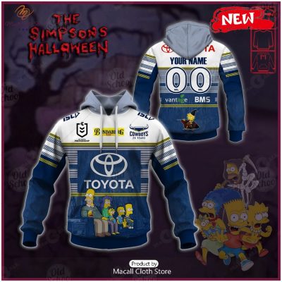 NEW Personalise NRL North Queensland Cowboys x The Simpsons Halloween 2023 Jersey Hoodie 3D -soulcals