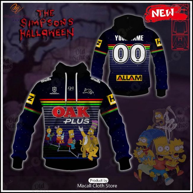 NEW Personalise NRL Penrith Panthers x The Simpsons 2023 Halloween Jersey Hoodie 3D -soulcals