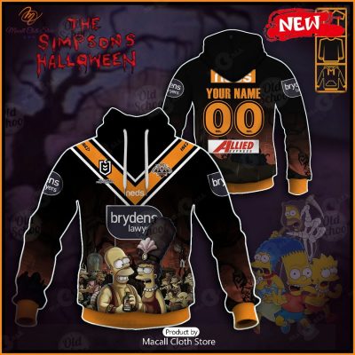 NEW Personalise NRL Wests Tigers x The Simpsons 2023 Halloween Jersey Hoodie Sweatshirt 3D -soulcals