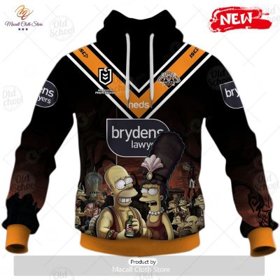 NEW Personalise NRL Wests Tigers x The Simpsons 2023 Halloween Jersey Hoodie Sweatshirt 3D -soulcals