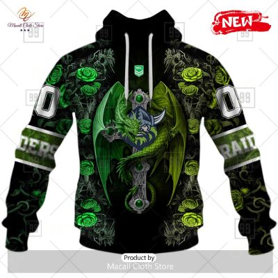 [NEW] Personalized NRL Canberra Raiders Rose Luxury Dragon Hoodie Sweatshirt 3D -soulcals