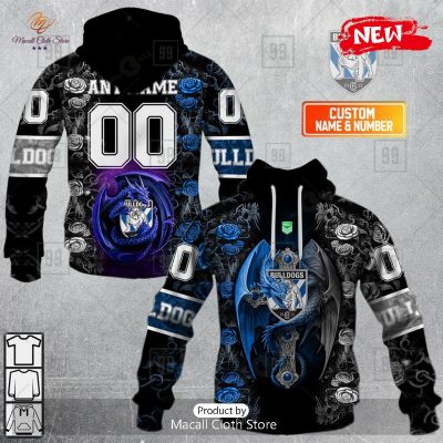 [NEW] Personalized NRL Canterbury Bankstown Bulldogs Rose Luxury Dragon Hoodie Sweatshirt 3D -soulcals