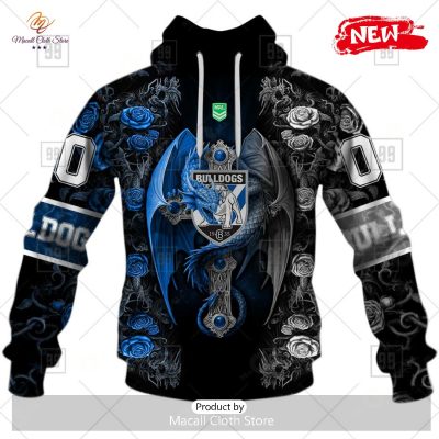 [NEW] Personalized NRL Canterbury Bankstown Bulldogs Rose Luxury Dragon Hoodie Sweatshirt 3D -soulcals