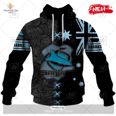 [NEW] Personalized NRL Cronulla Sutherland Sharks Flag Design Hoodie Sweatshirt 3D -soulcals