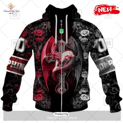 [NEW] Personalized NRL Dolphins Rose Luxury Dragon Hoodie Sweatshirt 3D -soulcals