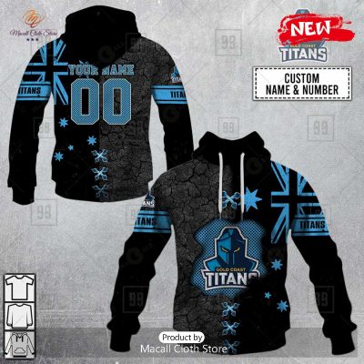 [NEW] Personalized NRL Gold Coast Titans Flag Design Hoodie Sweatshirt 3D -soulcals