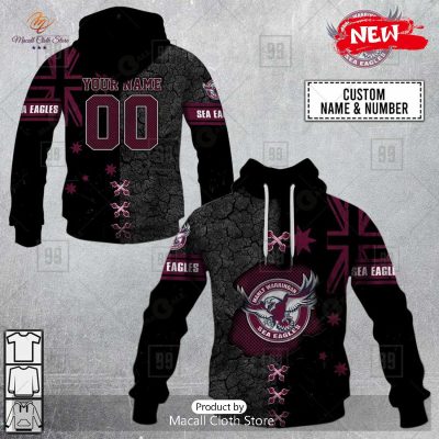 [NEW] Personalized NRL Manly Warringah Sea Eagles Flag Design Hoodie Sweatshirt 3D -soulcals