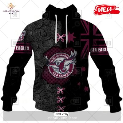 [NEW] Personalized NRL Manly Warringah Sea Eagles Flag Design Hoodie Sweatshirt 3D -soulcals