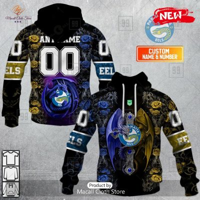 [NEW] Personalized NRL Parramatta Eels Rose Luxury Dragon Hoodie Sweatshirt 3D -soulcals