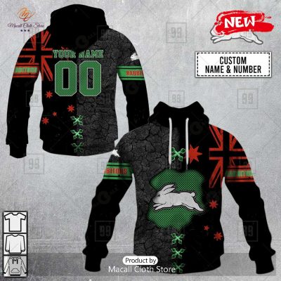 [NEW] Personalized NRL South Sydney Rabbitohs Flag Design Hoodie Sweatshirt 3D -soulcals