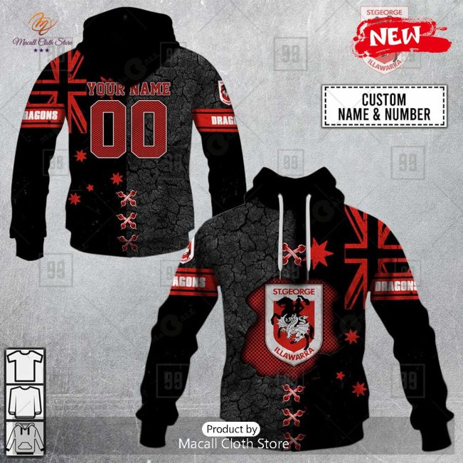 [NEW] Personalized NRL St. George Illawarra Dragons Flag Design Hoodie Sweatshirt 3D -soulcals