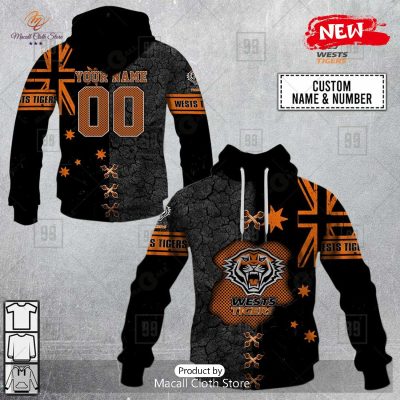 [NEW] Personalized NRL Wests Tigers Flag Design Hoodie Sweatshirt 3D -soulcals