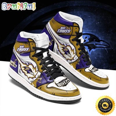 NFL Baltimore Ravens Gold Purple Air Jordan 1 High Sneakers