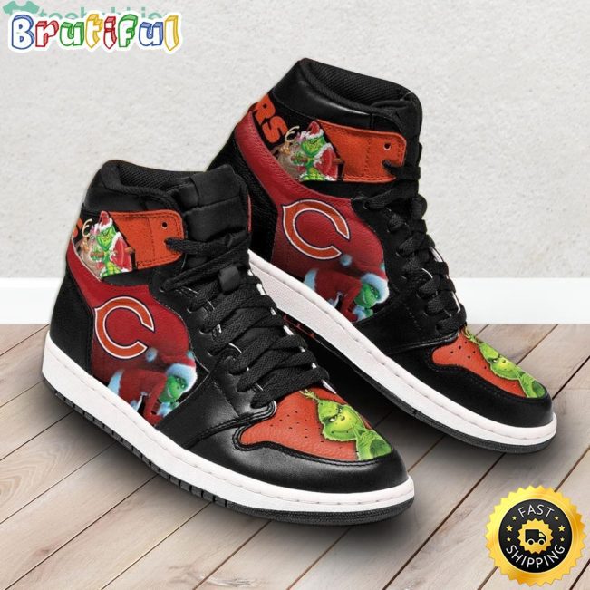 NFL Chicago Bears The Grinch Black Orange Air Jordan 1 High Sneakers