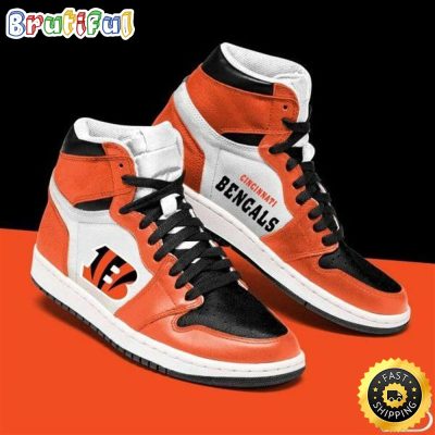 NFL Cincinnati Bengals Orange White Air Jordan 1 High Sneakers For Fans