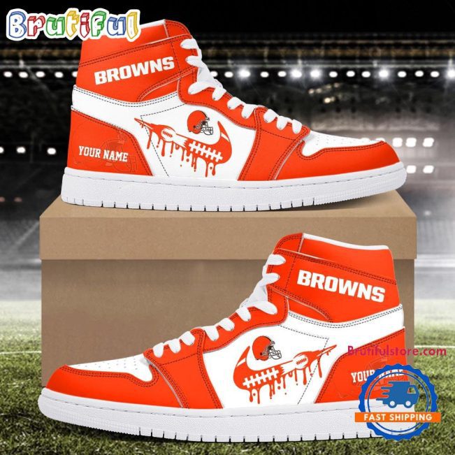 NFL Cleveland Browns New Season Custom Air Jordan 1 Hightop Shoes