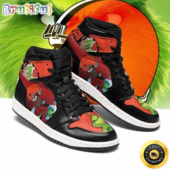 NFL Cleveland Browns The Grinch Christmas Air Jordan 1 High Sneakers