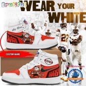 NFL Cleveland Browns Wear Your White Air Jordan 1 Hightop Shoes