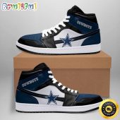 NFL Dallas Cowboys Dark Blue White Logo Air Jordan 1 High Sneakers For Fans
