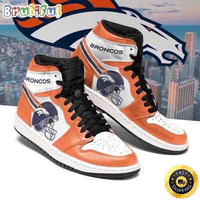 NFL Denver Broncos Orange White Air Jordan 1 High Sneakers