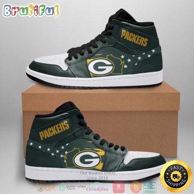 NFL Green Bay Packers Green White Sneaker Air Jordan 1 High Sneakers