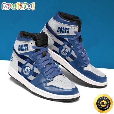 NFL Indianapolis Colts Blue Grey Air Jordan 1 High Sneakers
