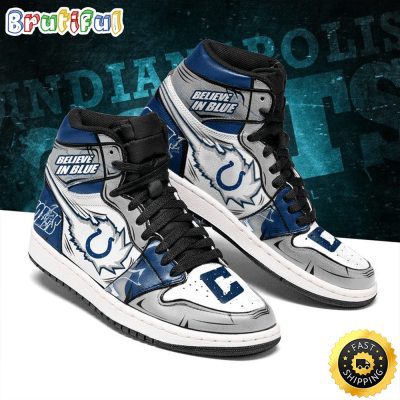 NFL Indianapolis Colts Grey White Air Jordan 1 High Sneakers