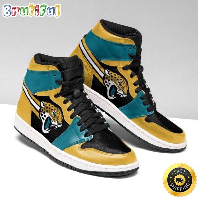 NFL Jacksonville Jaguars Gold Black Air Jordan 1 High Sneakers For Fans