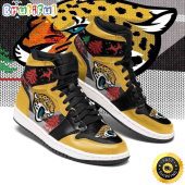 NFL Jacksonville Jaguars Gold Christmas Air Jordan 1 High Sneakers