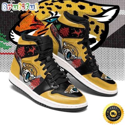 NFL Jacksonville Jaguars Gold Christmas Air Jordan 1 High Sneakers