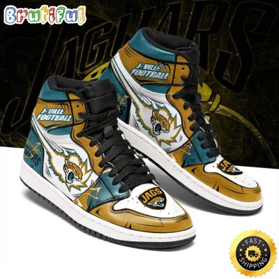 NFL Jacksonville Jaguars Gold Teal Air Jordan 1 High Sneakers
