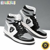 NFL Las Vegas Raiders Silver Black Air Jordan 1 High Sneakers For Fans