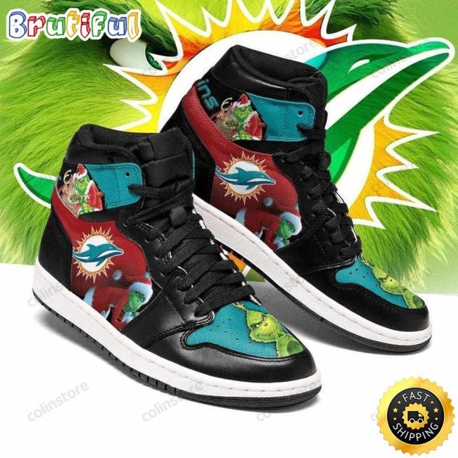 NFL Miami Dolphins The Grinch Ugly Christmas Air Jordan 1 High Sneakers