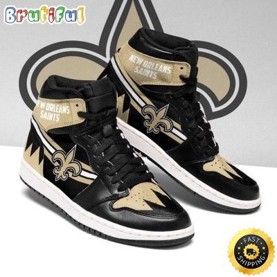 NFL New Orleans Saints Black Golden Logo Air Jordan 1 High Sneakers