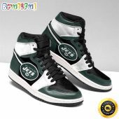 NFL New York Jets Black Green Air Jordan 1 High Sneakers For Fans