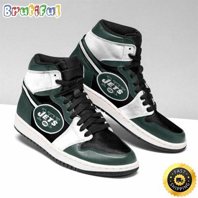 NFL New York Jets Black Green Air Jordan 1 High Sneakers For Fans