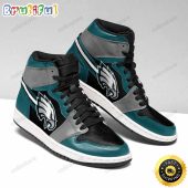 NFL Philadelphia Eagles Black Green Air Jordan 1 High Sneakers For Fans