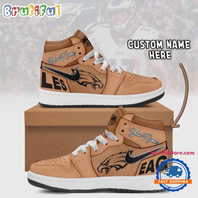 NFL Philadelphia Eagles Brown Air Jordan 1 Hightop Shoes