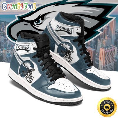 NFL Philadelphia Eagles Green White Helmet Air Jordan 1 High Sneakers