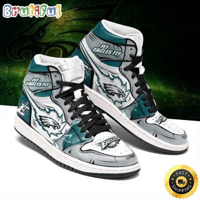 NFL Philadelphia Eagles Grey Green Logo Air Jordan 1 High Sneakers