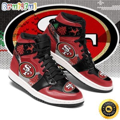 NFL San Francisco 49ers Red Black Christmas Air Jordan 1 High Sneakers