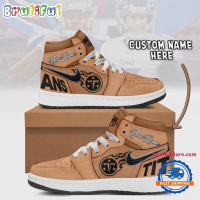 NFL Tennessee Titans Brown Air Jordan 1 Hightop Shoes