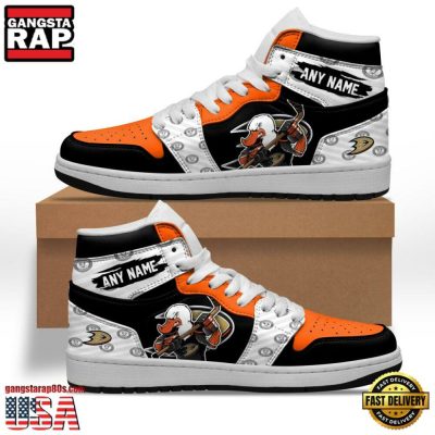 NHL Anaheim Ducks Team Mascot New Design Custom Name Air Jordan 1 Shoes - soulcals