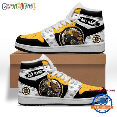 NHL Boston Bruins Team Mascot Design Air Jordan 1 Hightop Shoes
