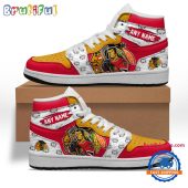 NHL Chicago Blackhawks Team Mascot Design Air Jordan 1 Hightop Shoes