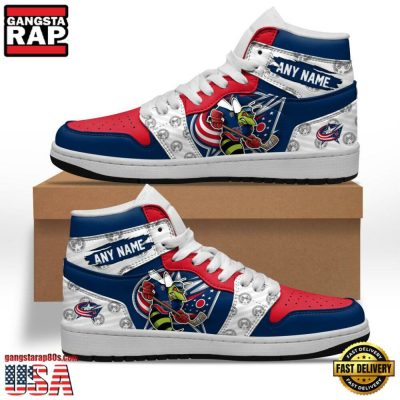 NHL Columbus Blue Jackets Team Mascot New Design Custom Name Air Jordan 1 Shoes - soulcals